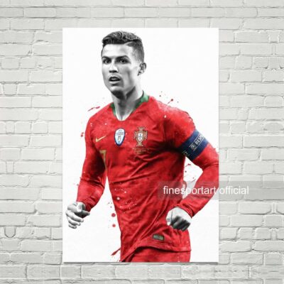 Cristiano Ronaldo Portugal Team Poster, Canvas, Football, Soccer Decor, Print, Sports Wall Art