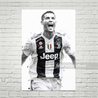 Cristiano Ronaldo Poster, Canvas, Football Print, Soccer Wall Decor, Sports Wall Art