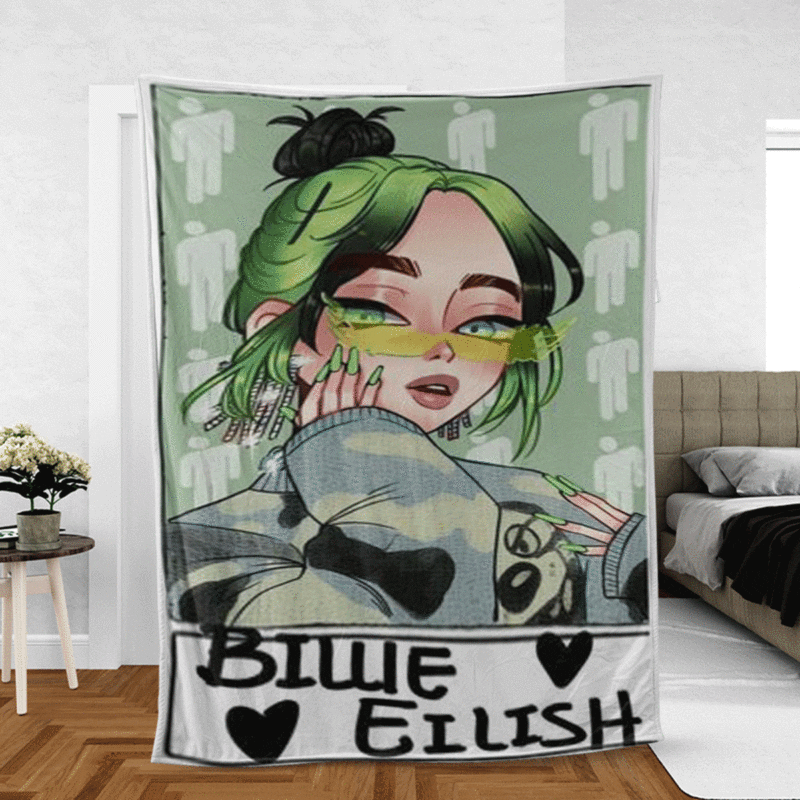 Cute Billie Eilish Chibi Thank You For The Memories Ver8 Gift Fan Comfy Sofa Throw Blanket Gift