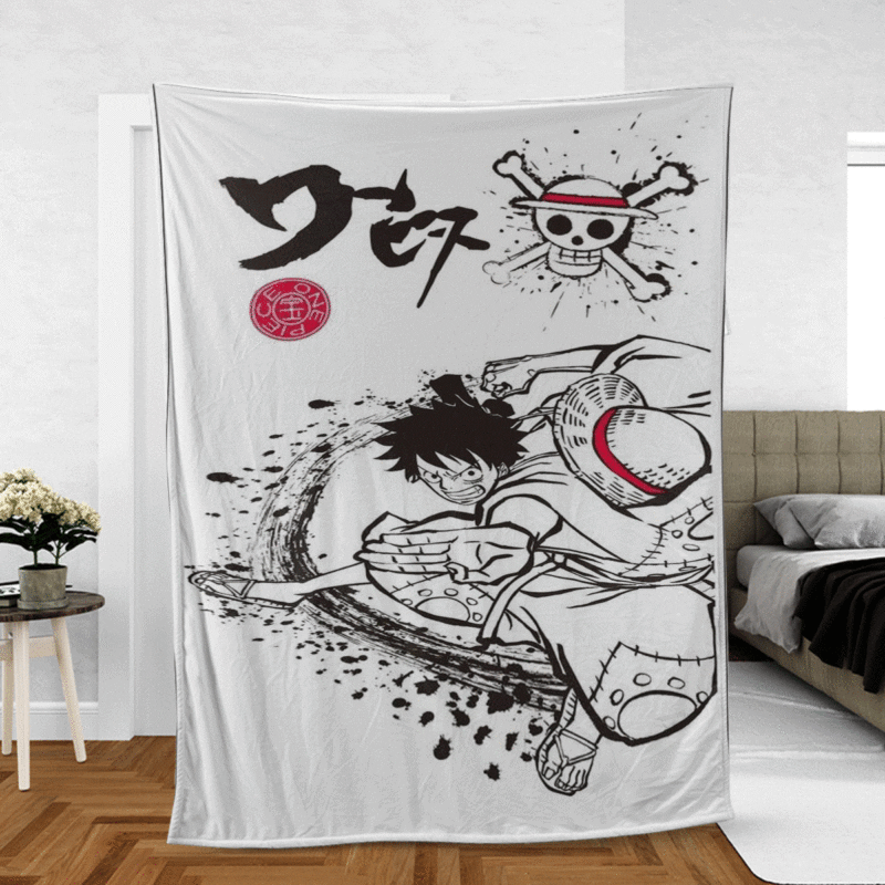 Cute Monkey D.Luffy One Piece Anime Ver2 Gift For Fan Comfy Sofa Throw Blanket Birthday Gift