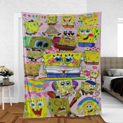 Cute SpongeBob Fan Gift, The SpongeBob Movie Sponge Out of Water Comfy Sofa Throw Blanket Gift