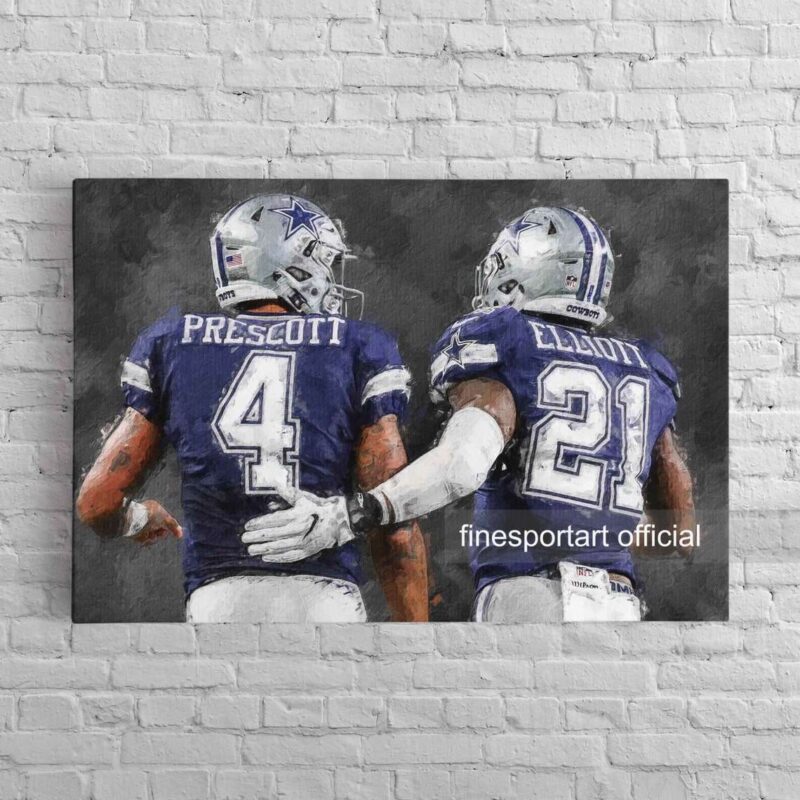 Dak Prescott And Ezekiel Elliott Dallas Cowboys Canvas