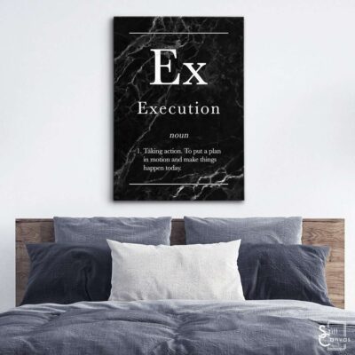Definition Canvas Art Execution Quote Black Marble Motivational Inspirational Wall Art Framed Canvas Poster Print 3