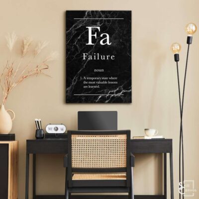 Definition Canvas Art Failure Quote Black Marble Motivational Inspirational Wall Art Framed Canvas Poster Print 3