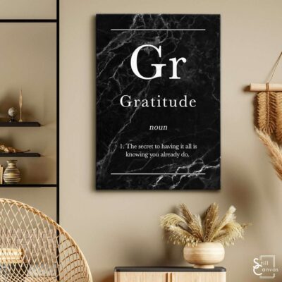 Definition Canvas Art Gratitude Quote Black Marble Motivational Inspirational Wall Art Framed Canvas Poster Print 3