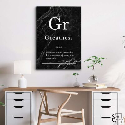 Definition Canvas Art Greatness Quote Black Marble Motivational Inspirational Wall Art Framed Canvas Poster Print 3