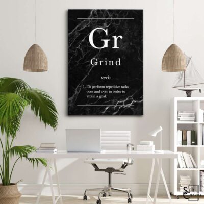 Definition Canvas Art Grind Quote Black Marble Motivational Inspirational Wall Art Framed Canvas Poster Print 3