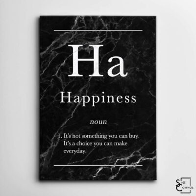Definition Canvas Art Happiness Quote Black Marble Motivational Inspirational Wall Art Framed Canvas Poster Print 2