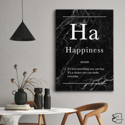 Definition Canvas Art Happiness Quote Black Marble Motivational Inspirational Wall Art Framed Canvas Poster Print 3