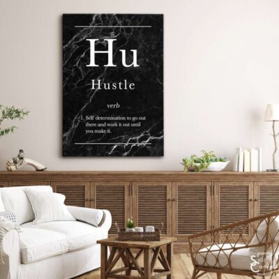 Definition Canvas Art Hustle Quote Black Marble Motivational Inspirational Wall Art Framed Canvas Poster Print 3