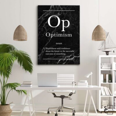 Definition Canvas Art Optimism Quote Black Marble Motivational Inspirational Wall Art Framed Canvas Poster Print 3