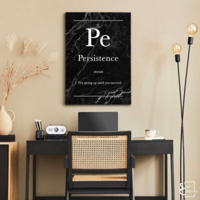 Definition Canvas Art Persistence Quote Black Marble Motivational Inspirational Wall Art Framed Canvas Poster Print 3