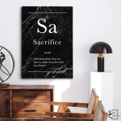 Definition Canvas Art Sacrifice Quote Black Marble Motivational Inspirational Wall Art Framed Canvas Poster Print 3