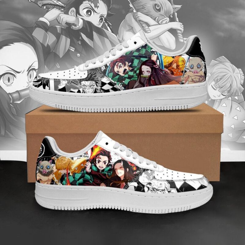 Demon Slayer Air Force 1 Sneakers Mixed Manga Style Anime Shoes