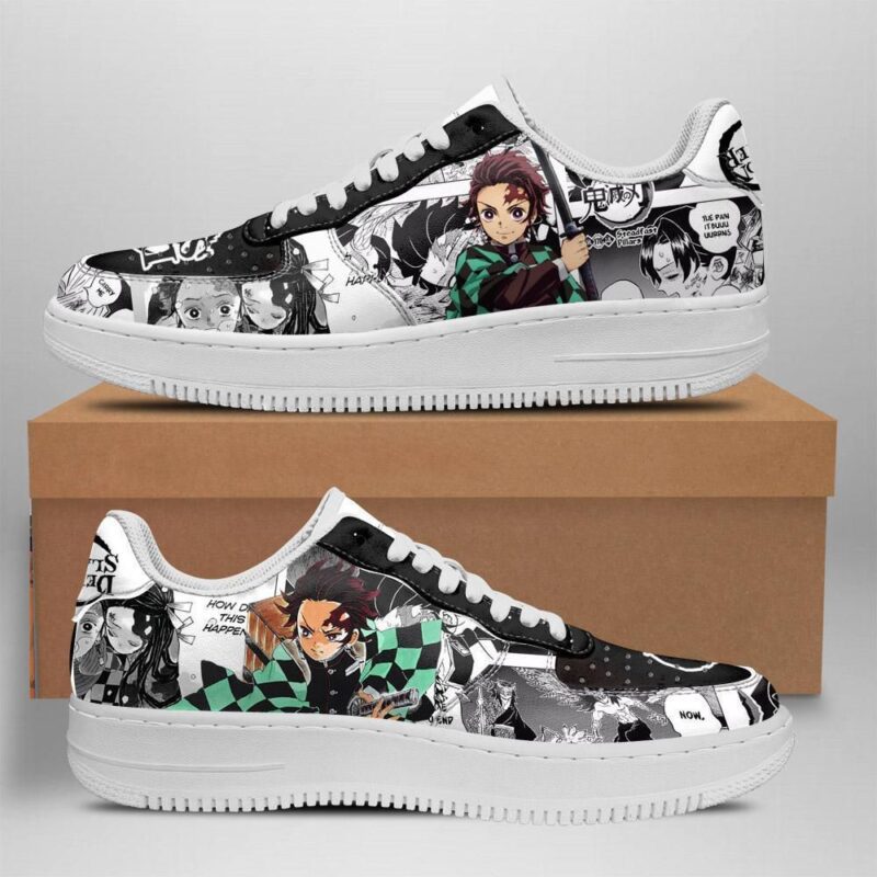 Demon Slayer Sneakers Manga Anime Shoes Fan Gift Idea Air Force 1 Sneakers