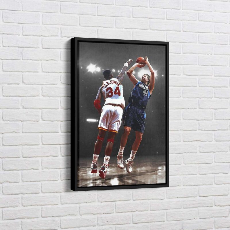 Dirk Nowitzki vs. Hakeem Olajuwon Art Canvas