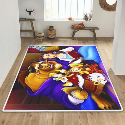 Disney Chip Lumiere Cogsworth Beast Belle gift for fan Rug Floor Decor