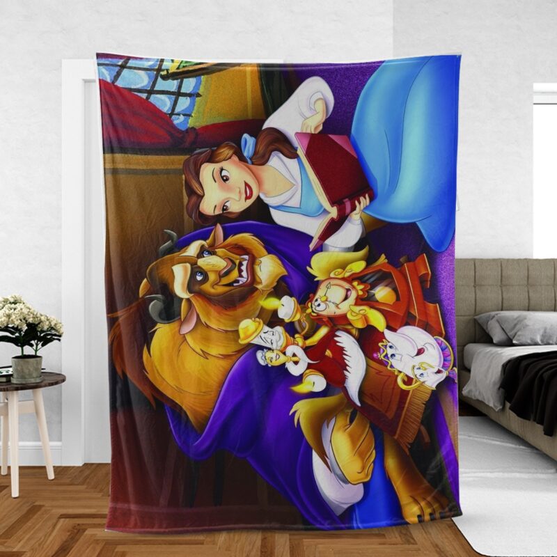 Disney Chip Lumiere Cogsworth Beast Belle Comfy Sofa Throw Blanket Gift