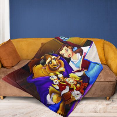 Disney Beauty And The Beast Gift For Fan Disney Chip Lumiere Cogsworth Beast Belle Comfy Sofa Throw Blanket Gift 2