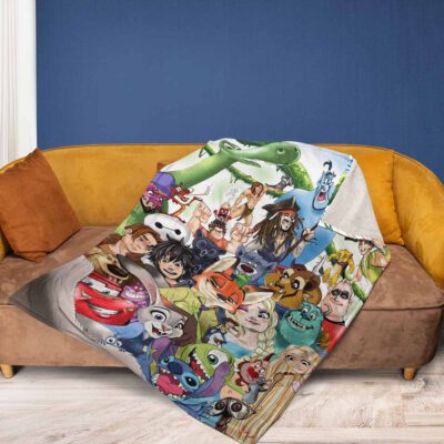 Disney Characters Fan Gift Funny Disney Selfie Comfy Sofa Throw Blanket Gift 2
