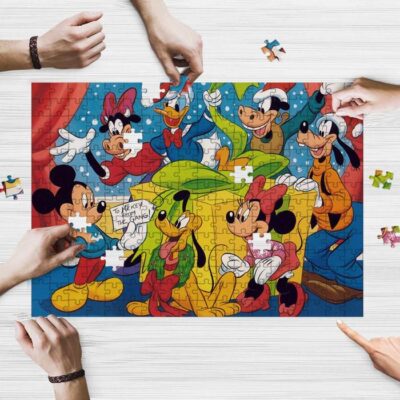Disney Characters To Mickey From The Gang Christmas Jigsaw Puzzle Game, Disney Mickey Fan Gift, Disney Gift