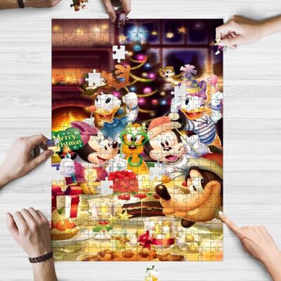 Disney Mickey And Friend Merry Chirstmas Jigsaw Puzzle Game, Disney Mickey Fan Gift, Disney Gift