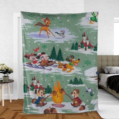 Disney Mickey Minnie And Pluto Merry Christmas Gift Comfy Sofa Throw Blanket Gift 1