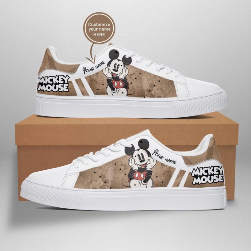 Disney Mickey Mouse Custom Low Top Leather Skate Shoes