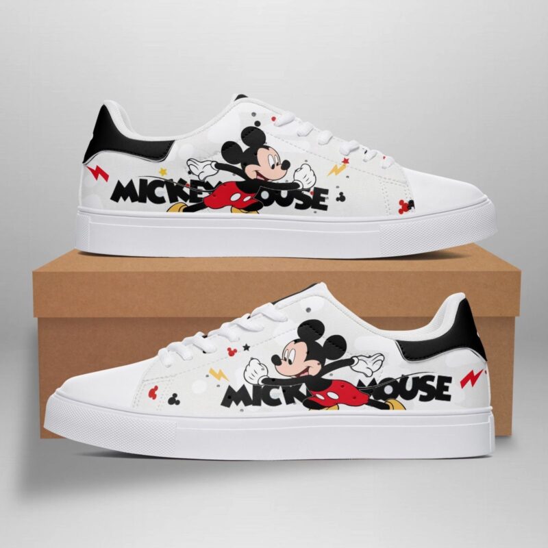 Disney Mickey Mouse Funny Marathon Low Top Leather Skate Shoes