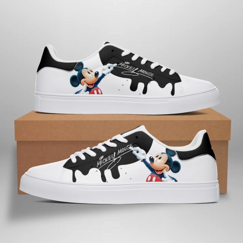 Disney Mickey Mouse Signature Custom Low Top Leather Skate Shoes