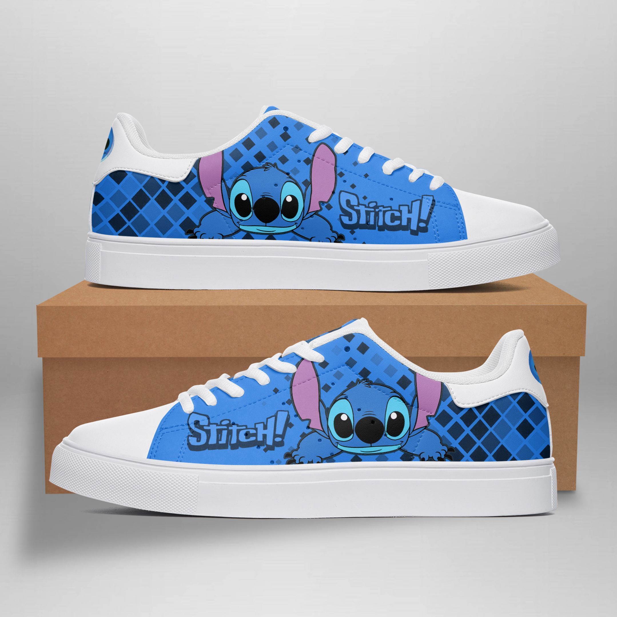 Disney Stitch 01 Low Top Leather Skate Shoes, Tennis Shoes, Sneaker For ...