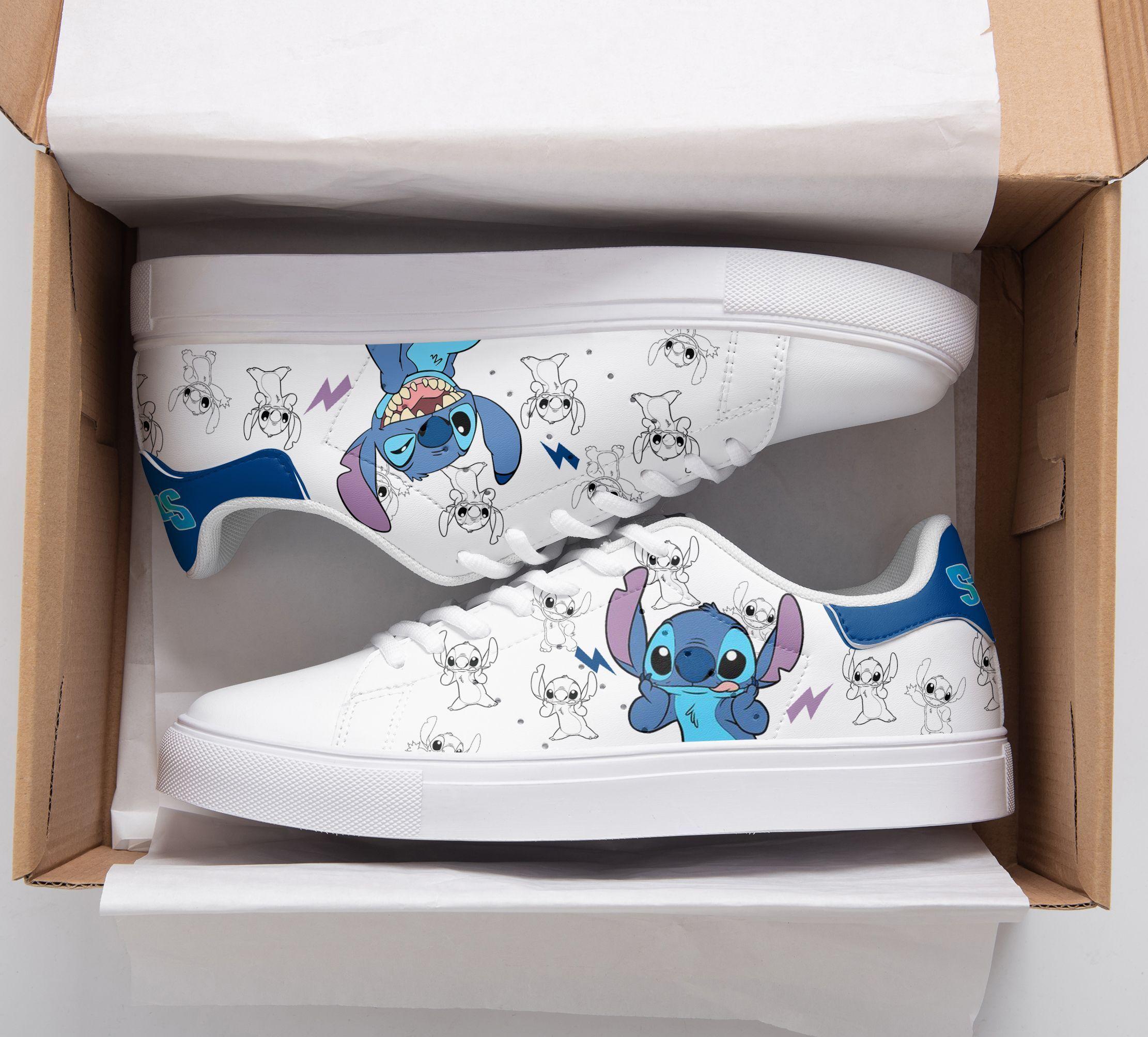 Disney Stitch Custom 02 Low Top Leather Skate Shoes, Tennis Shoes ...