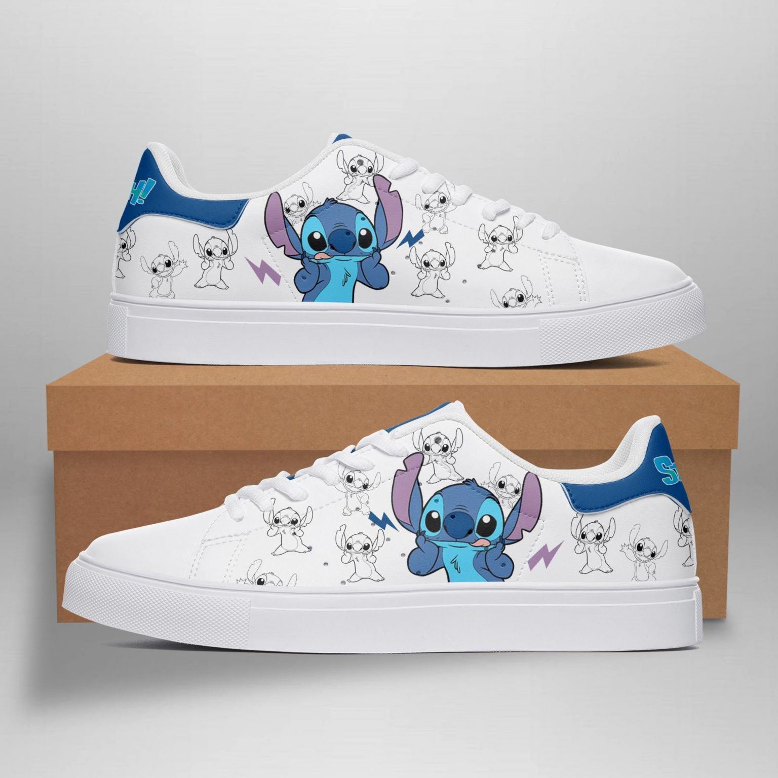 Disney Stitch Custom 02 Low Top Leather Skate Shoes, Tennis Shoes ...