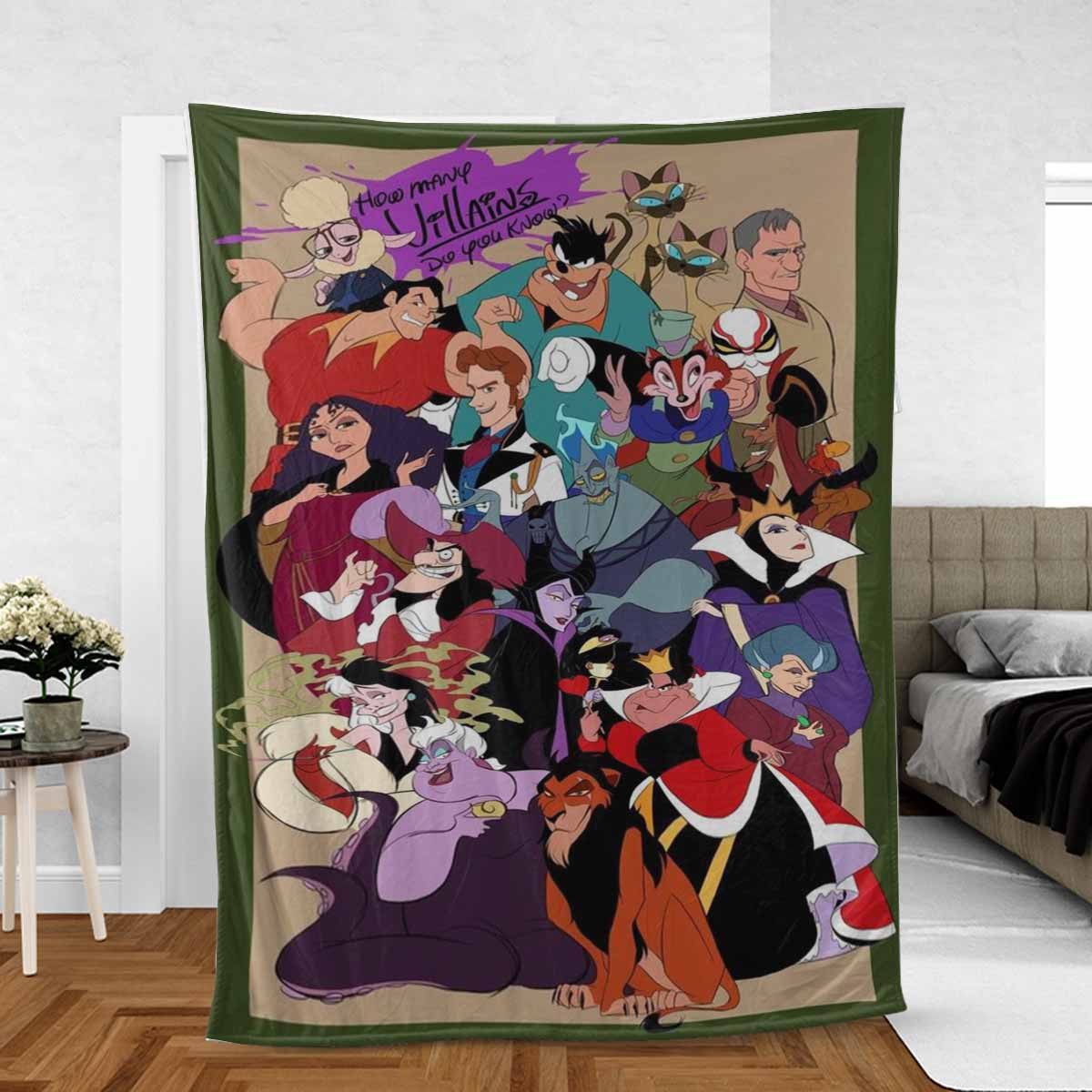 Disney-Villains-Fan-Gift-How-Many-Villains-Do-You-Know-Comfy-Sofa-Throw-Blanket-Gift Disney Villains Fan Gift