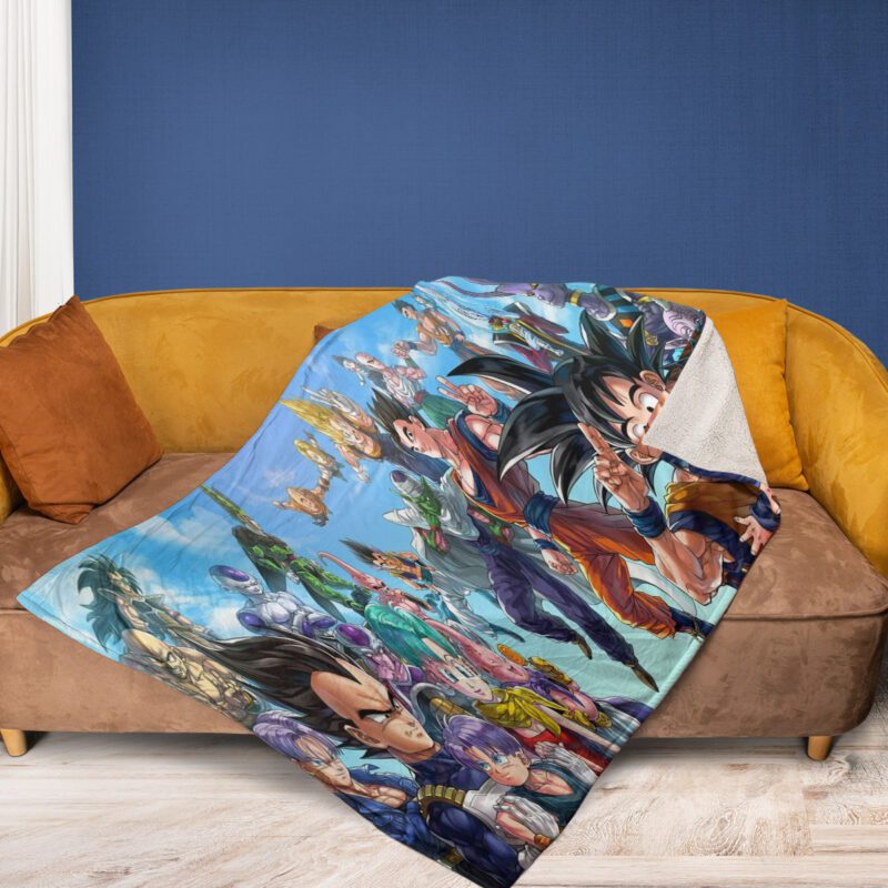 Son Goku Vegeta Son Gohan And All Characters Comfy Sofa Throw Blanket Gift