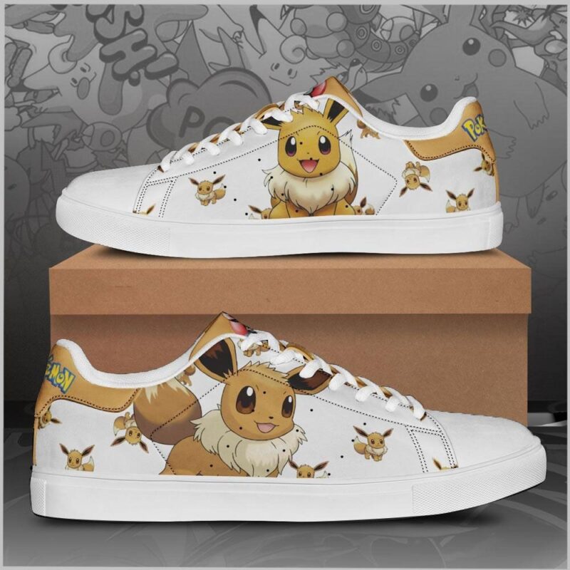 Eevee Pokemon Low Top Leather Skate Shoes