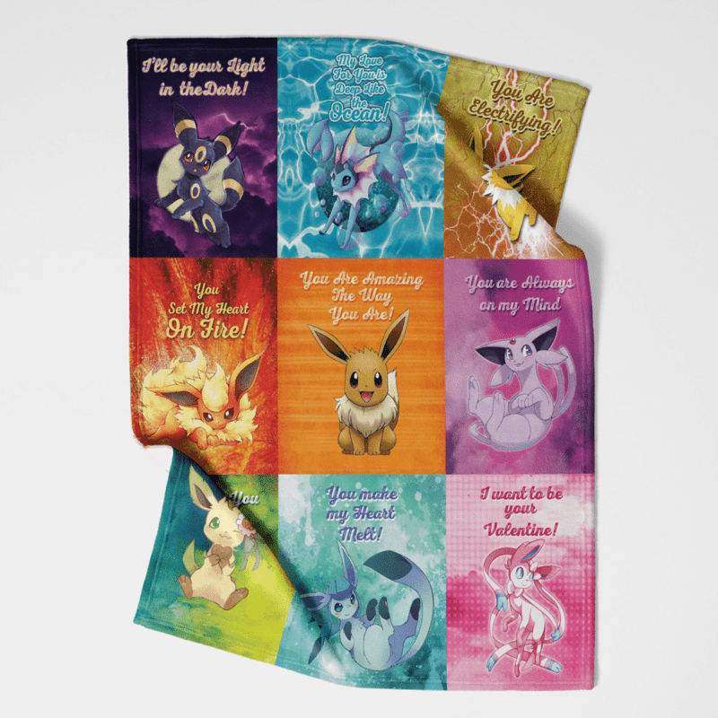 Eeveelutions Love Quotes Pokemon Fleece Blanket