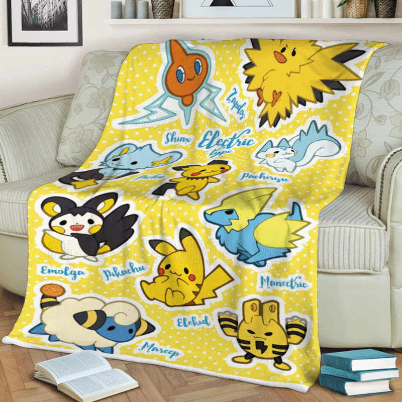 Electric Type Pokemon Sticker Premium Comfy Sofa Throw Blanket