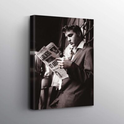 Elvis Presley Reading Newspaper Print Wall Art Canvas 1