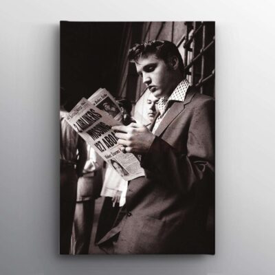 Elvis Presley Reading Newspaper Print Wall Art Canvas 2