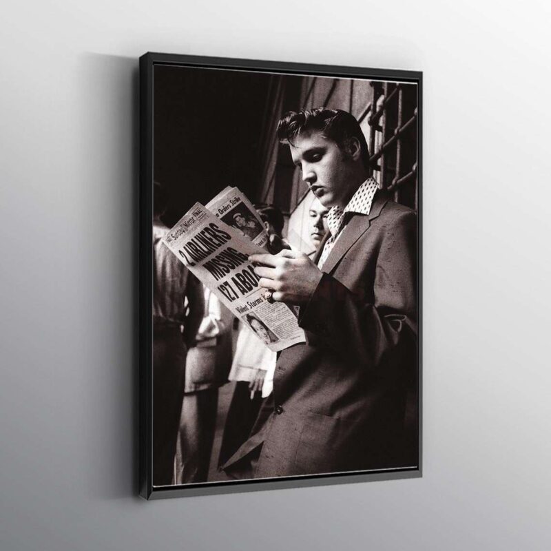 Elvis Presley Reading Newspaper Print Wall Art Canvas