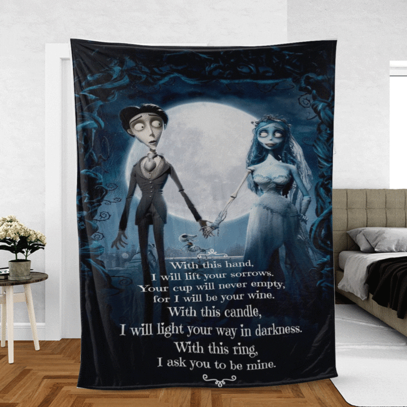 Emily the Corpse Bride and Victor Van Dort Cartoon Gift Lover Comfy Sofa Throw Blanket Gift