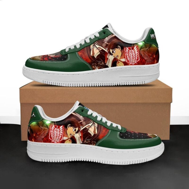 Eren Yeager Attack On Titan Sneakers AOT Anime Shoes Air Force 1 Sneakers