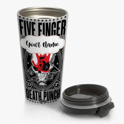Five Finger Death Punch Travel Mug Custom Personalized Name Stainless Steel Bottle