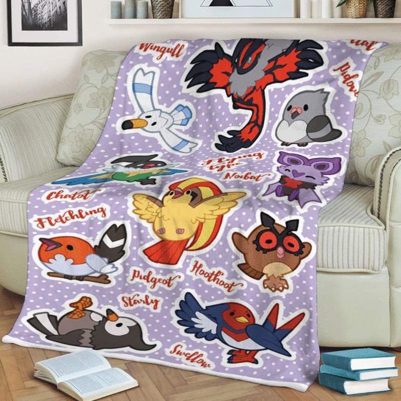 Flying Type Pokemon Premium Comfy Sofa Throw Blanket