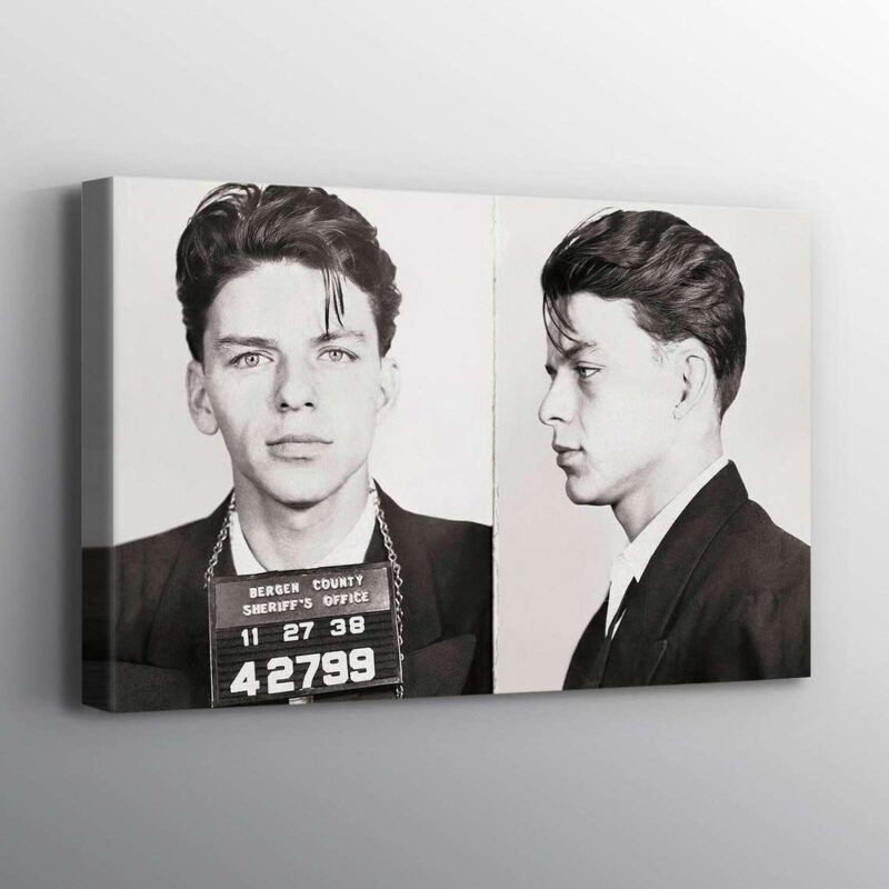 Frank Sinatra Police Mug Shot Black and White Famous Print Wall Art Canvas 1