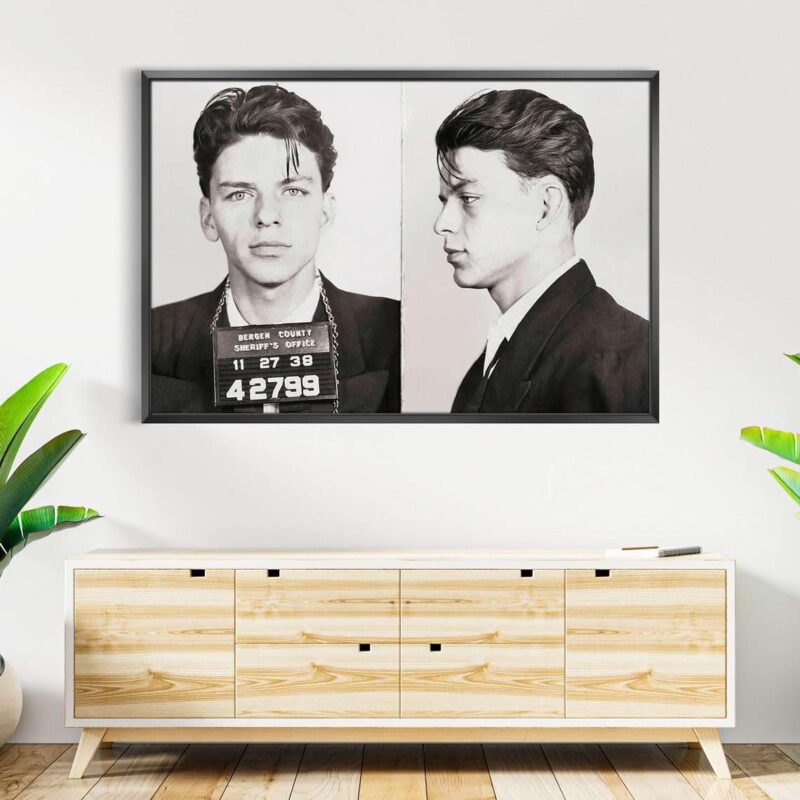 Frank Sinatra Police Mug Shot Black and White Famous Print Wall Art Canvas 2
