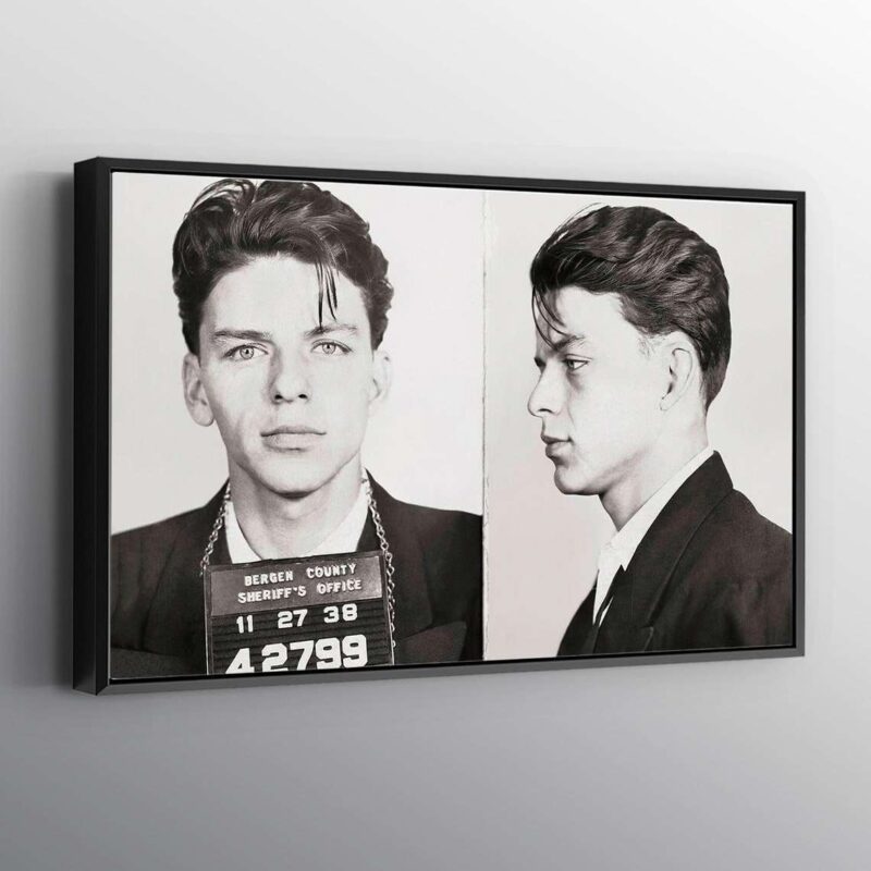 Frank Sinatra Police Mug Shot Black and White Famous Print Wall Art Canvas