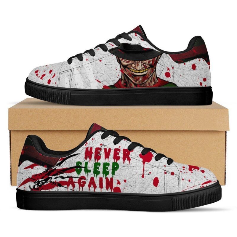 Freddy Krueger Never Sleep Again Low Top Leather Skate Shoes