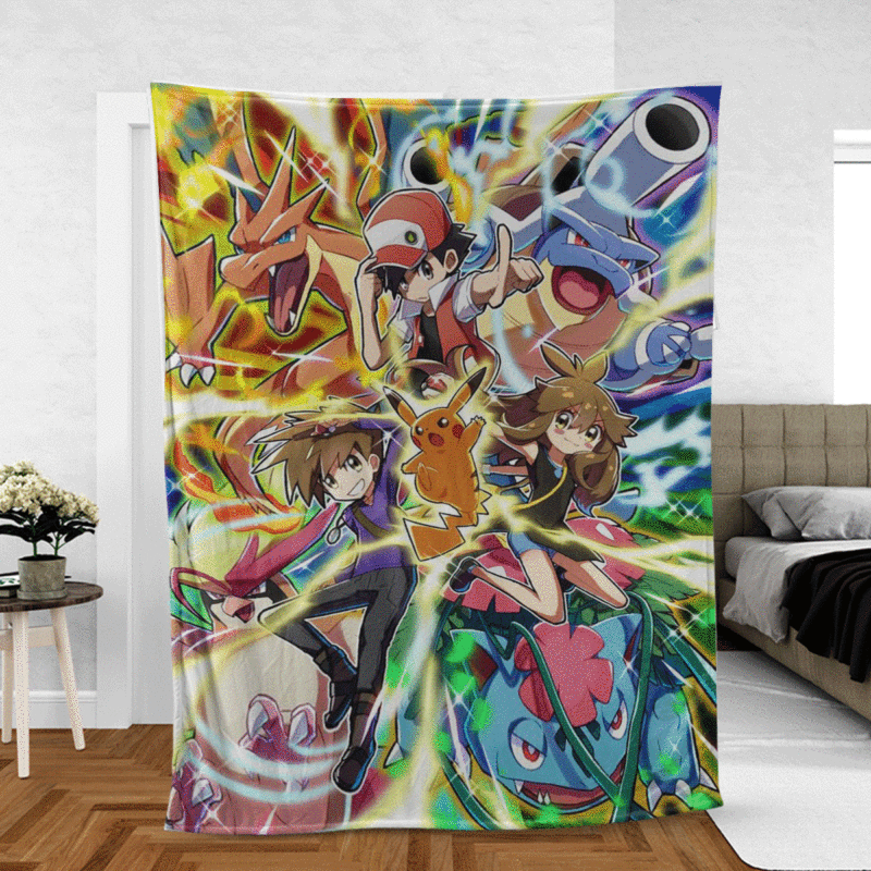 Full Monster Pokemon Evolution TV Cartoon Ver3 Gift Lover Comfy Sofa Throw Blanket Gift